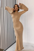 Backless Knit Bodycon Maxi Dress