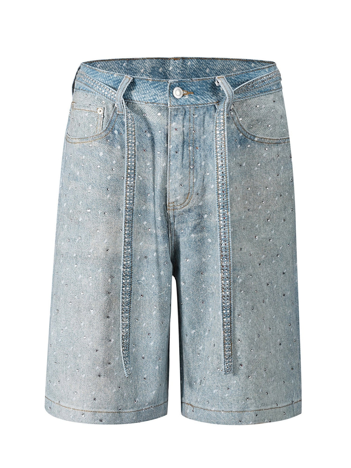 Y2K Diamond Includes Belt Loose-fitting Five-quarter Pants Jeans
