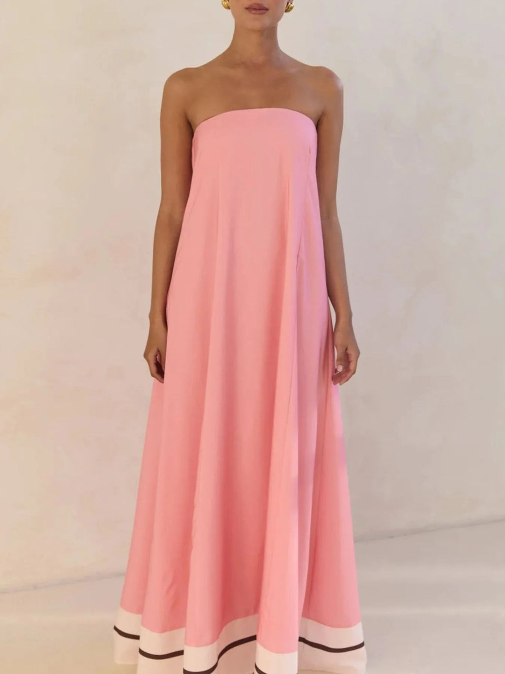 Maxi Dress Smocked Strapless Printed Off-The-Shoulder