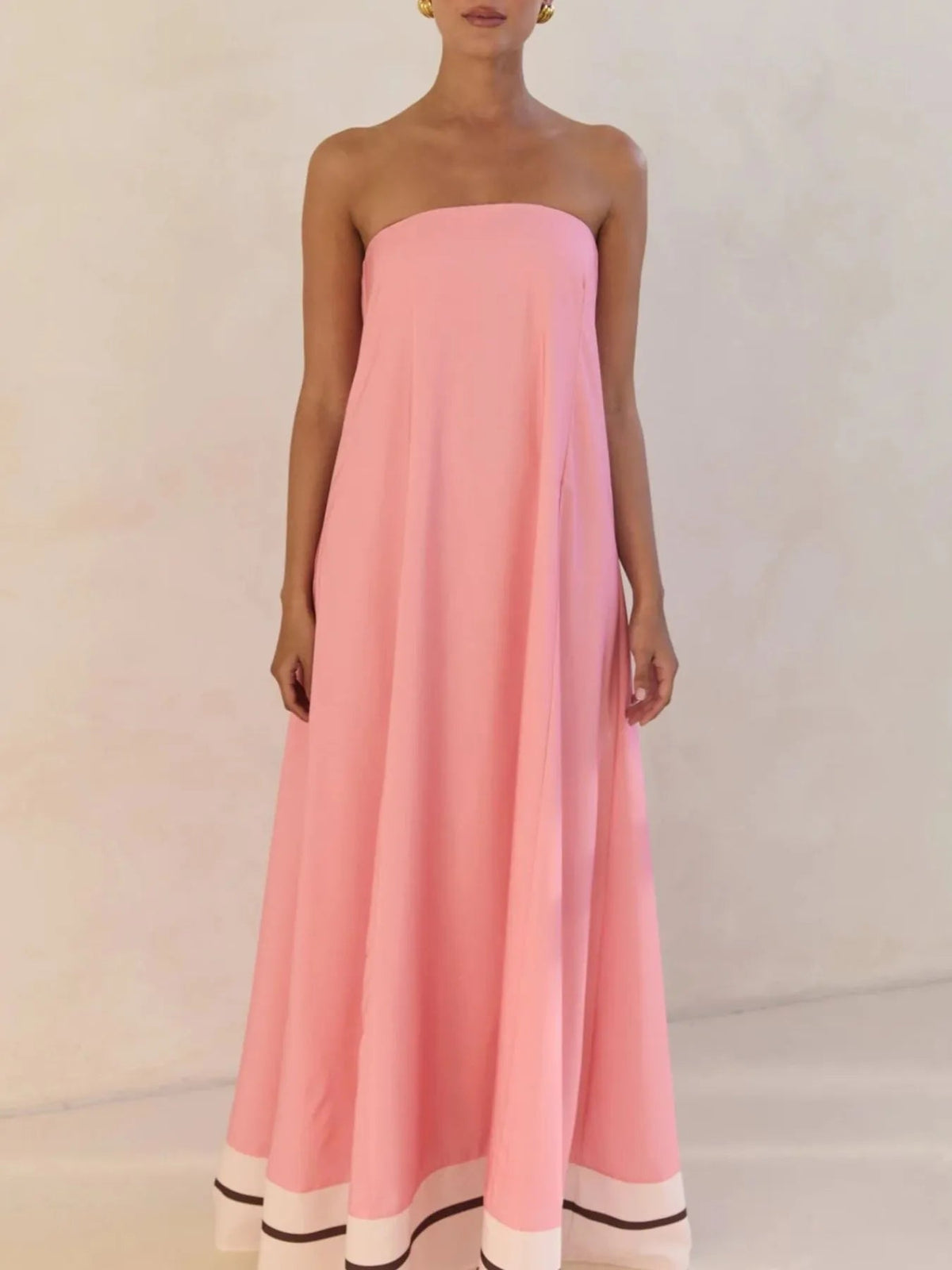 Maxi Dress Smocked Strapless Printed Off-The-Shoulder