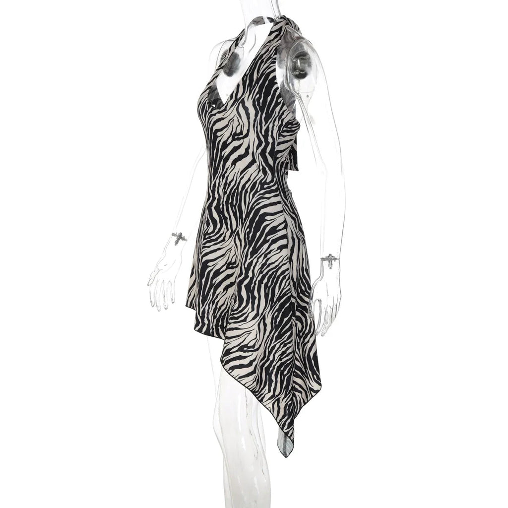 Ariani Halter Asymmetric Mini Dress