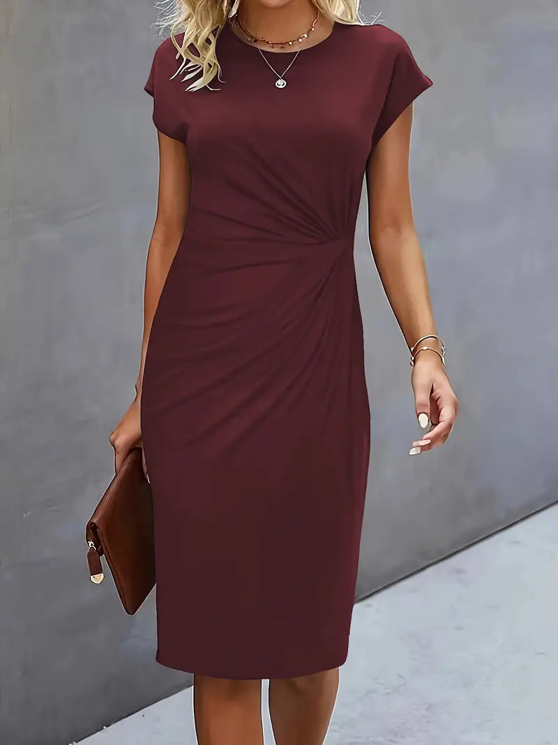 Timeless Midi Dress for Women with Tailored Fit and Ruching