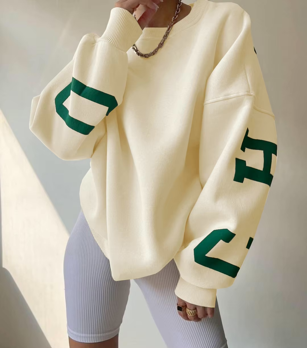 Women's Trendy Oversized Sweater with Letter Print