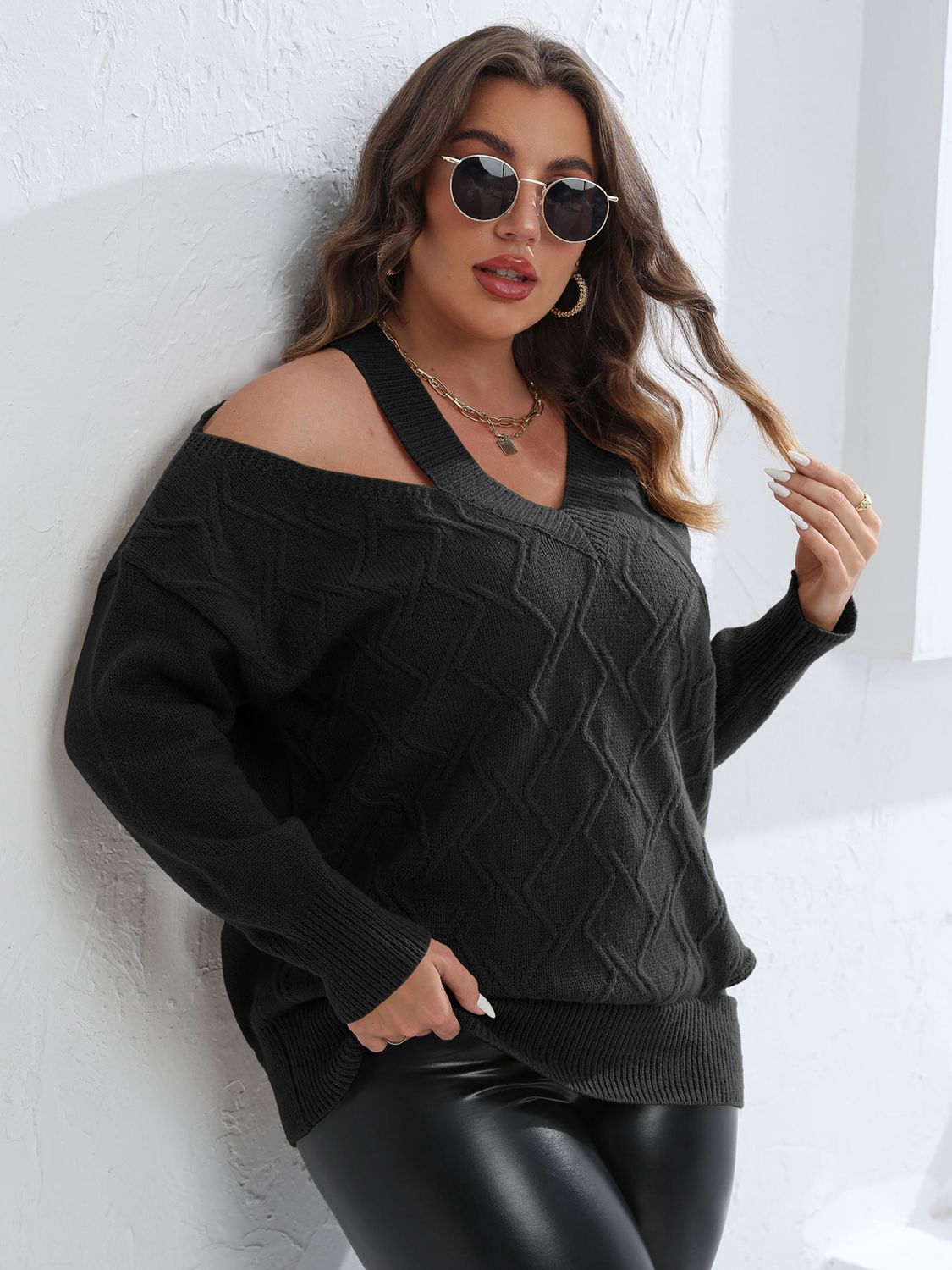 Cutout Sweater Chic Slightly Stretchy Trendy Casual