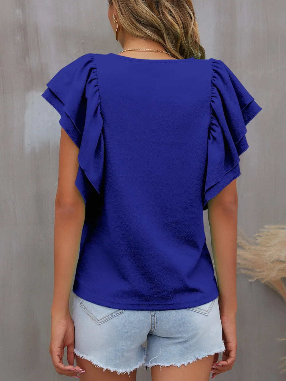 Blouse Top Casual Chic Ruffle Flounce Sleeve Party