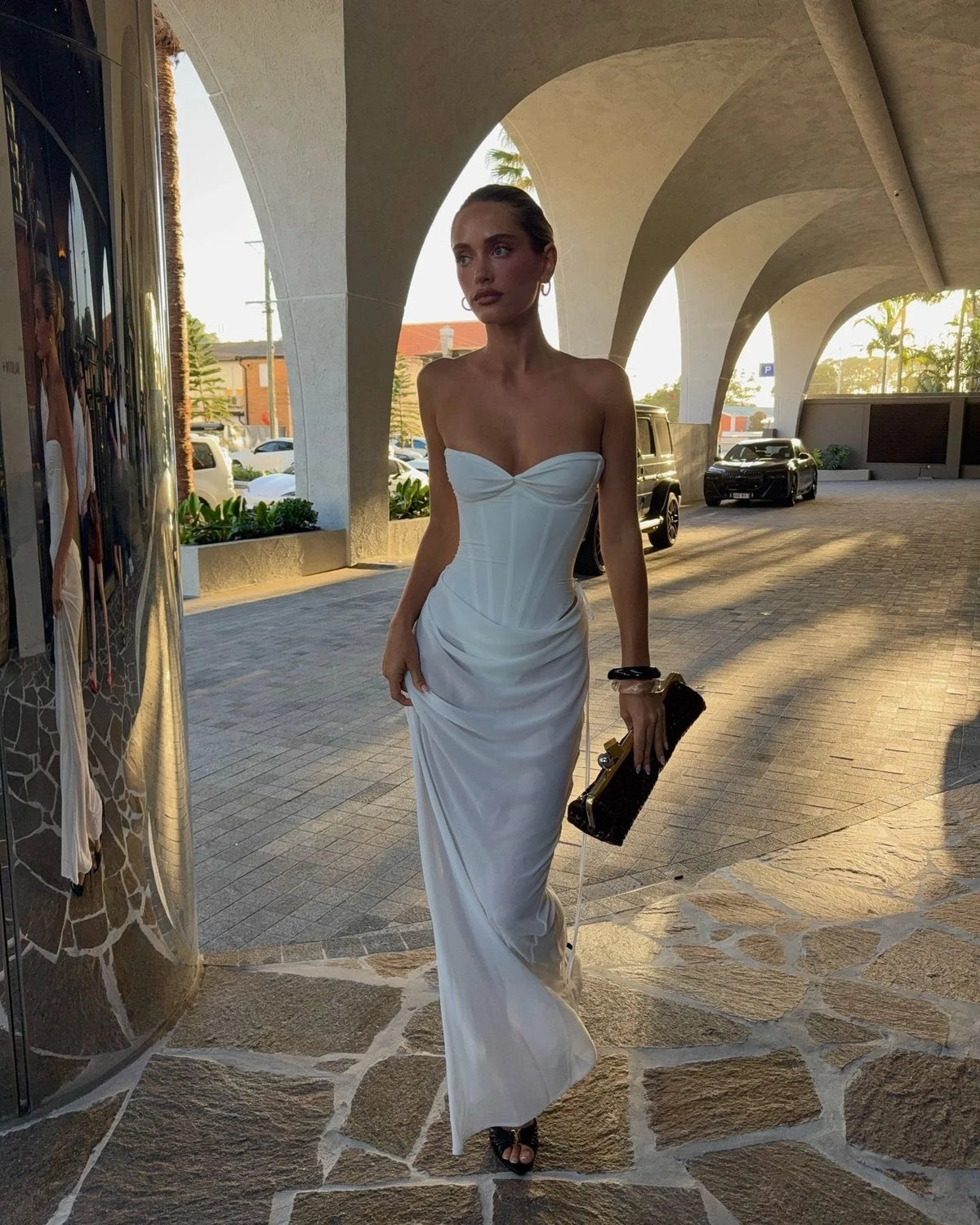 Draped Corset Maxi Dress
