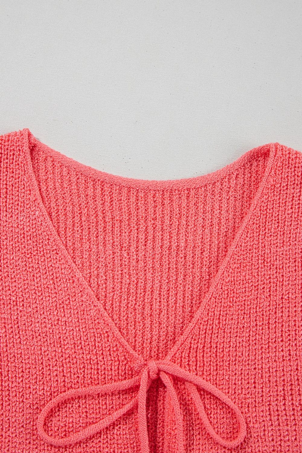 Sweater Cropped Knit Tie Front Casual Chic Holiday