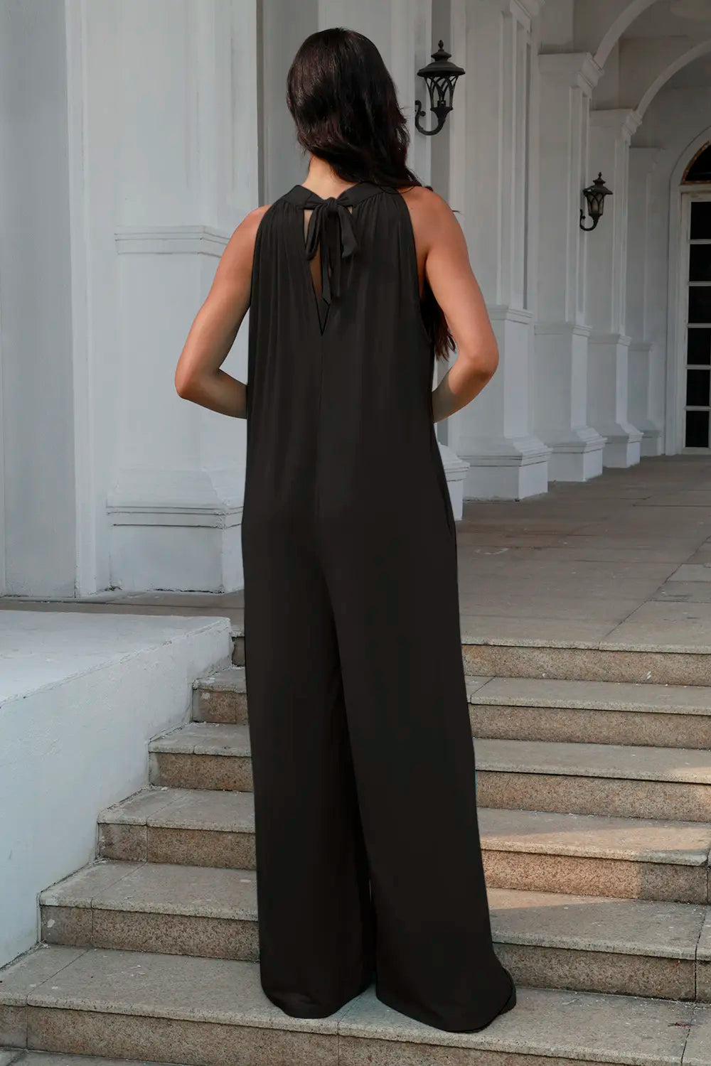 Tie Back Cutout Sleeveless Jumpsuit – Full Size Fit