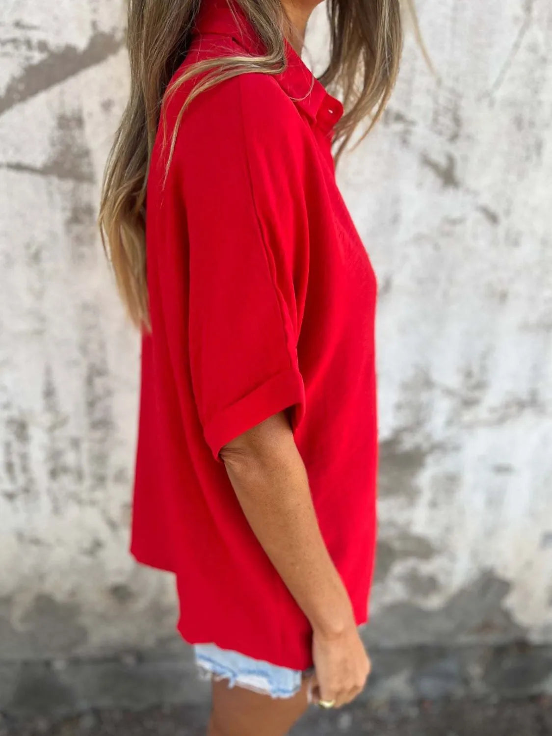 Shirt Buttoned Collared Boho Versatile Casual Trendy Top