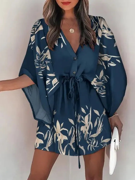 V-neck Tie For A Casual Vacation Look Mini&Short Dresses