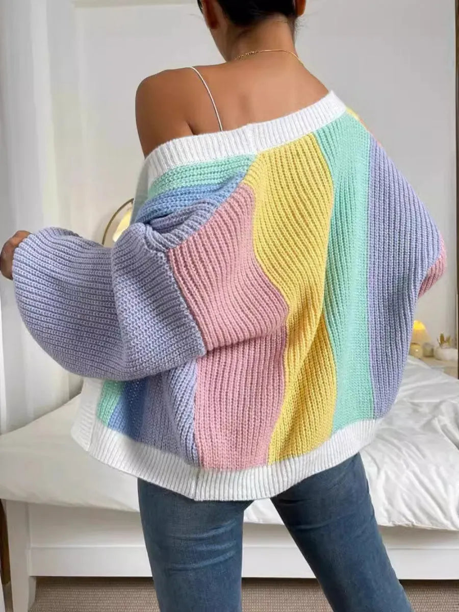 Color Color block matching Cardigans