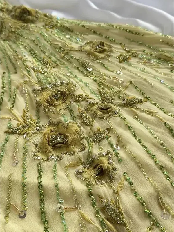 Vintage Halter Gown, Hand-Beaded D Floral Embellished Irregular Hem Evening Dress