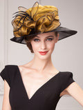Hats Headwear Organza Sun Hat Wedding Casual Kentucky Derby Melbourne Cup With Floral Headpiece Headwear for Women
