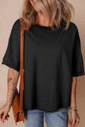 T-Shirt Oversized Top Everyday Casual Hi Low Hem Boho