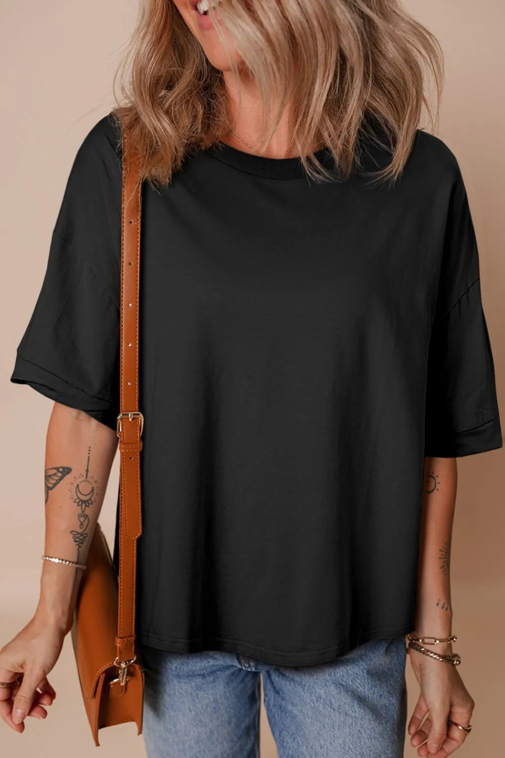 T-Shirt Oversized Top Everyday Casual Hi Low Hem Boho