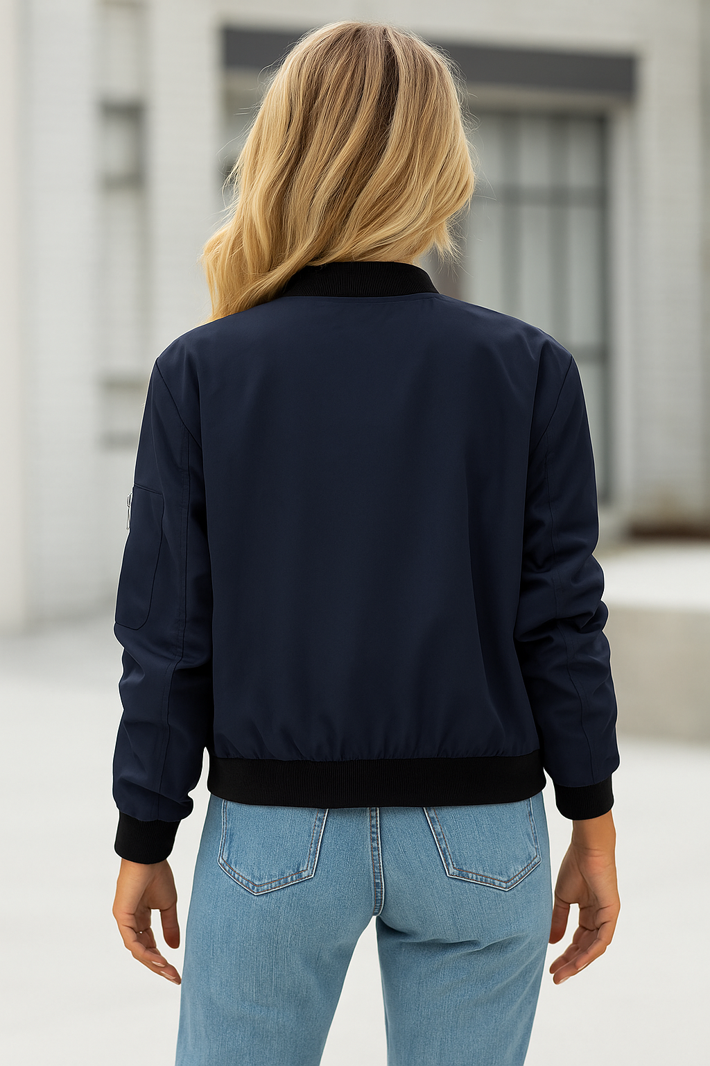 Women’s Lightweight Casual Bomber Jacket – Spring, Zipper Pockets, Ribbed Cuffs, Perfect for Spring and Transitional Seasons