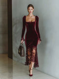 Lace Velvet Fishtail Parties Maxi Dresses