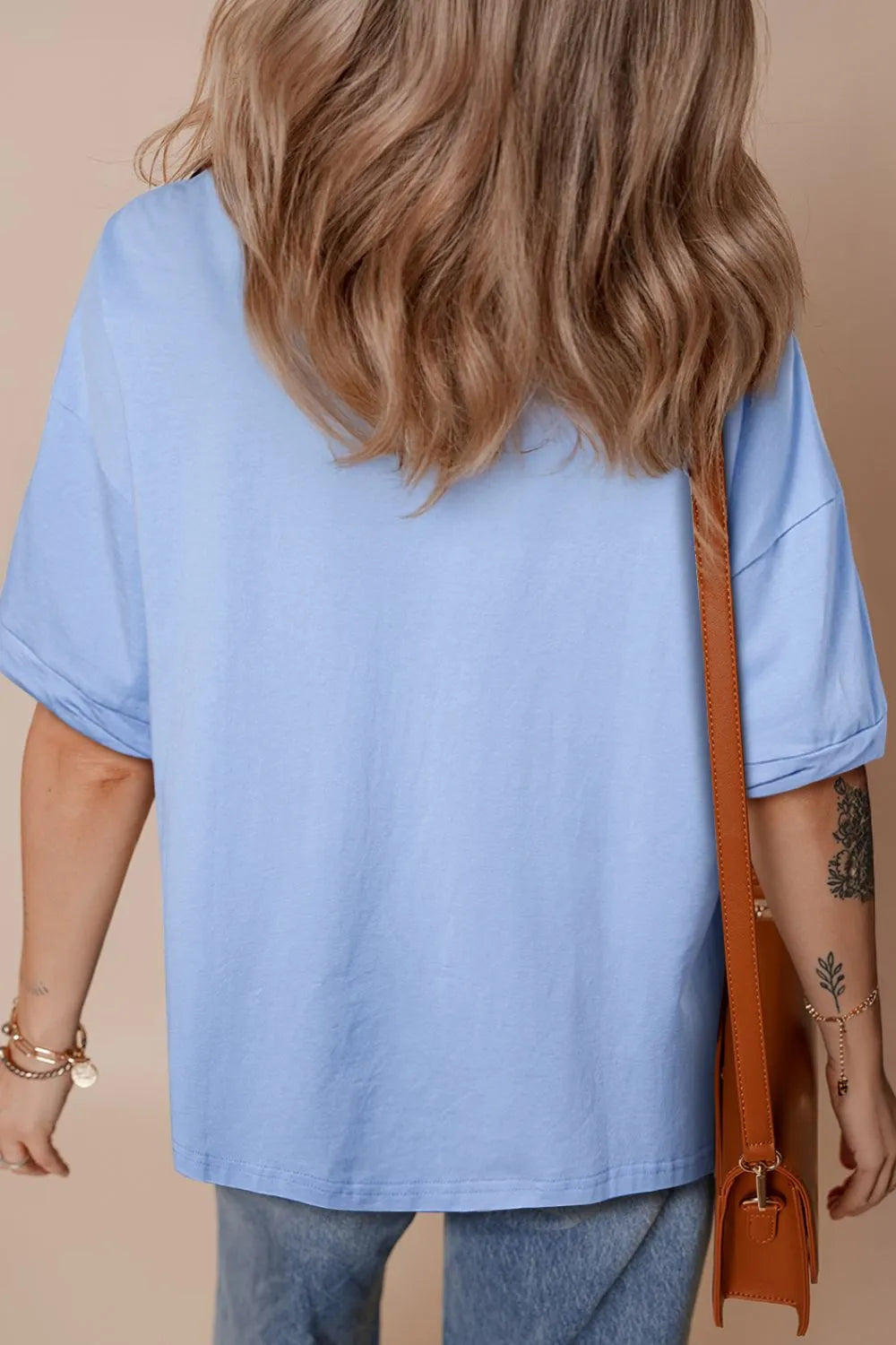 T-Shirt Oversized Top Everyday Casual Hi Low Hem Boho