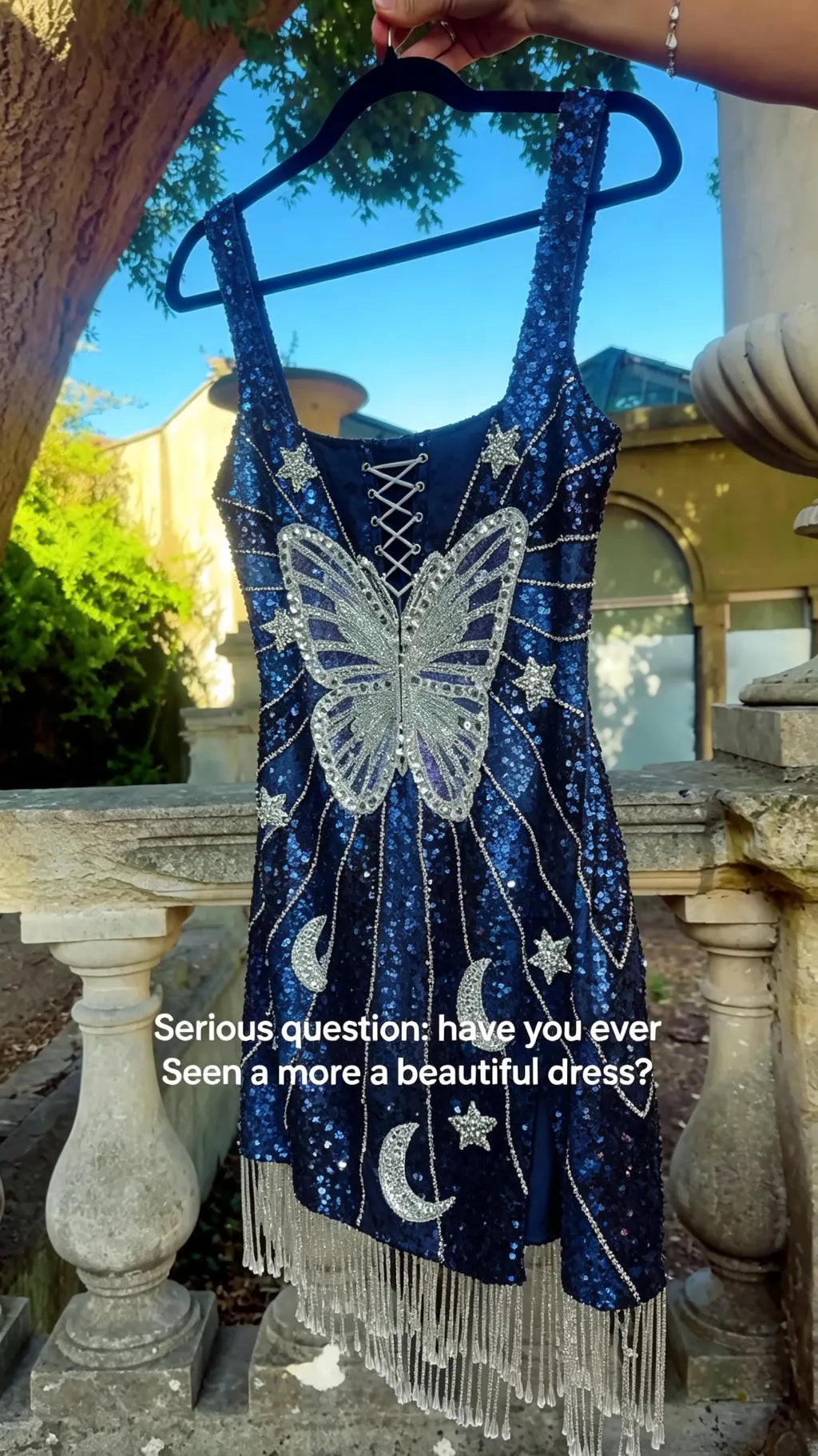 Magical Butterfly Star Sequin Fringe Mini Dress for Festival and Fairy Party