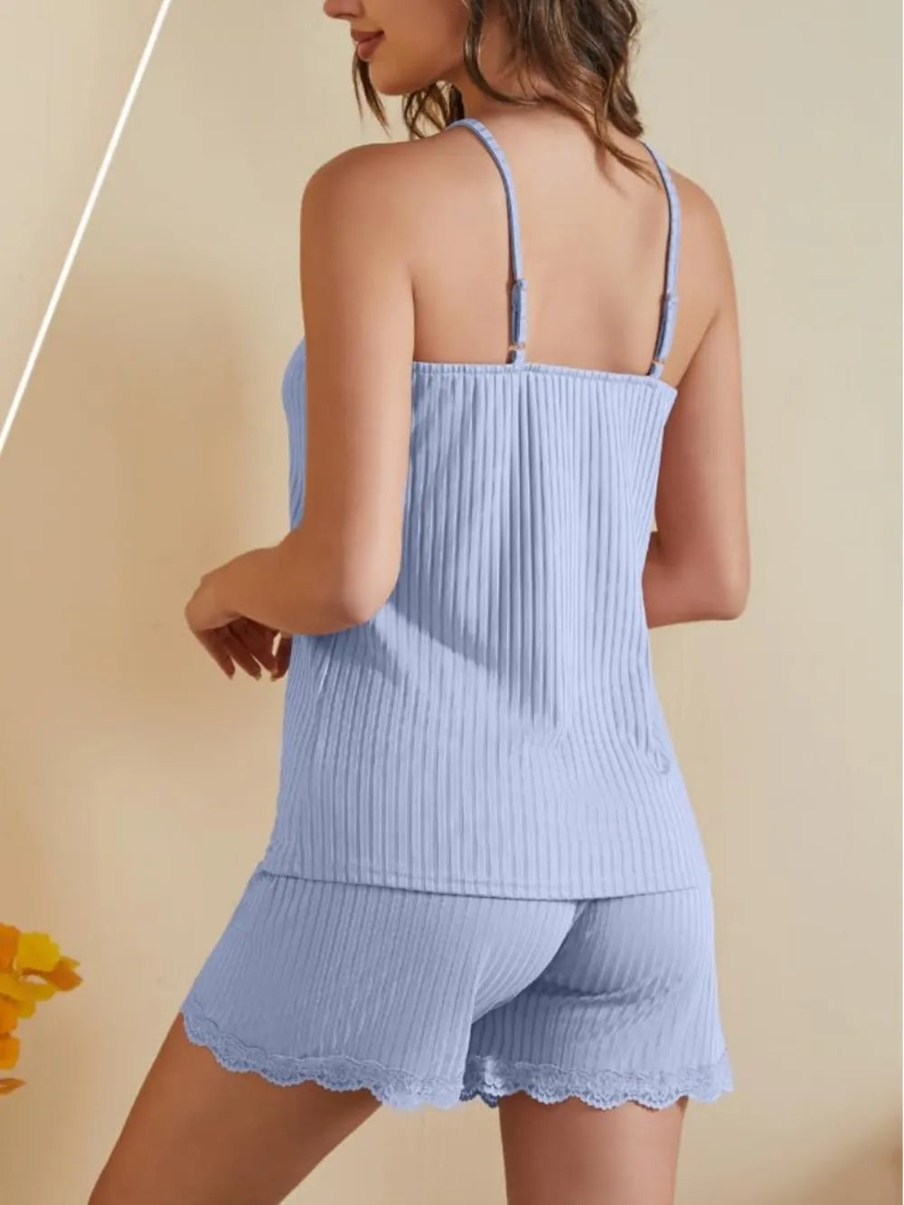 Loungewear Set Lace Trim Versatile Charming Chic Top & Short