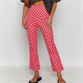 S-XL Women Casual Plaid Printing Straight Pants
