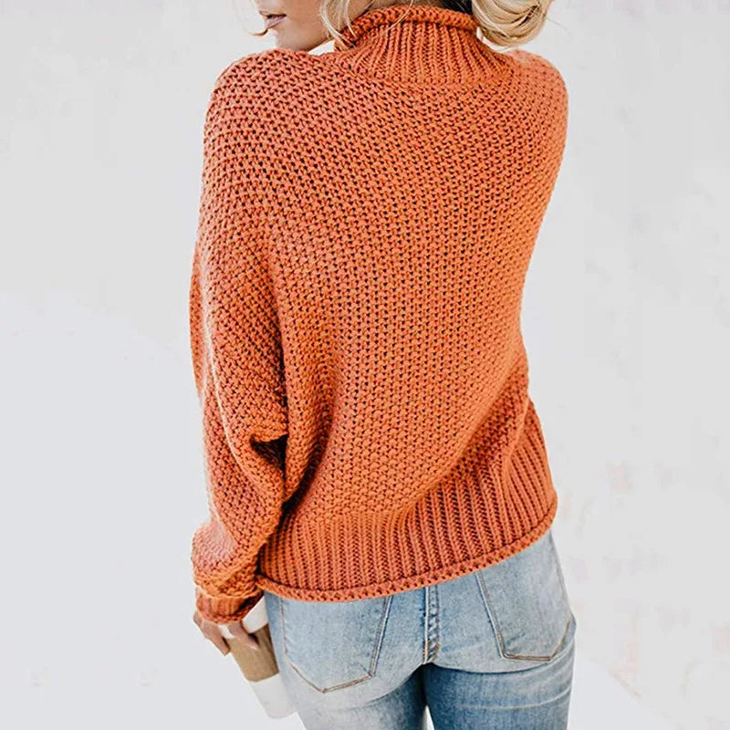 Women's Warm Oversized Turtleneck Sweater with Chunky Knit