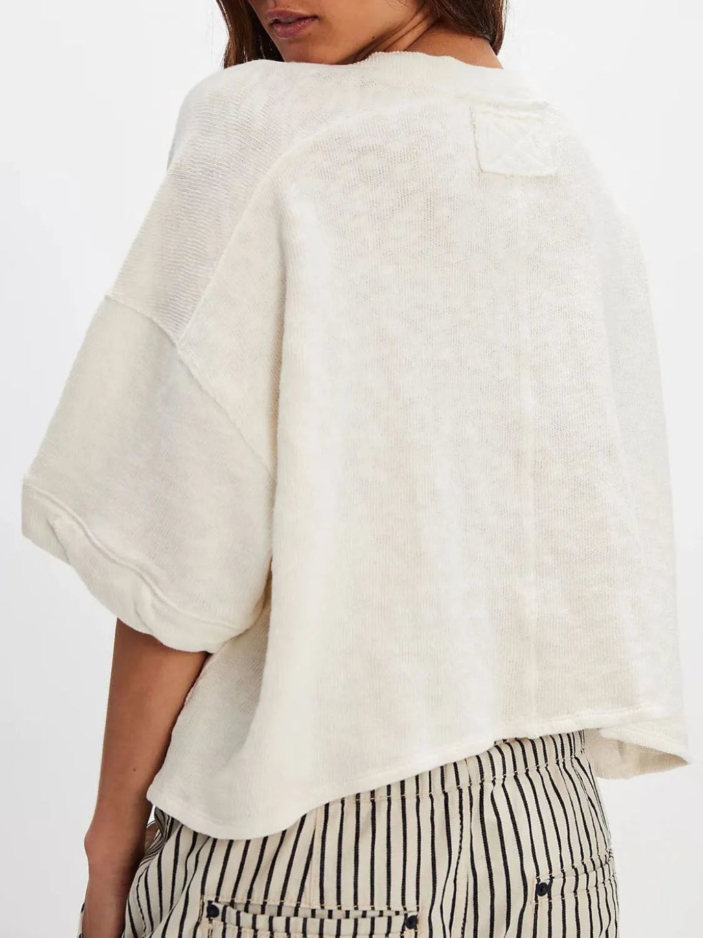 Shirt Basic Oversized Half Sleeve Button Front Boho