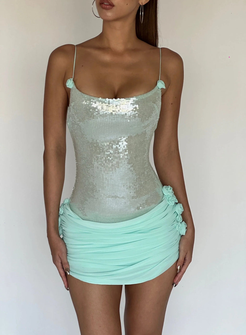 Kennady Sequin Rosette Mini Dress