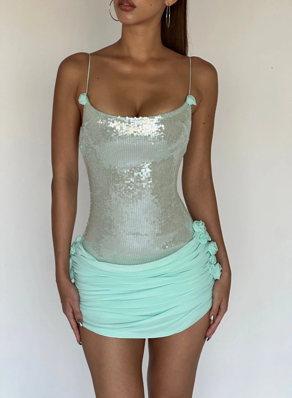 Kennady Sequin Rosette Mini Dress