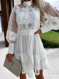 Lace Mini Dress with Lantern Sleeves
