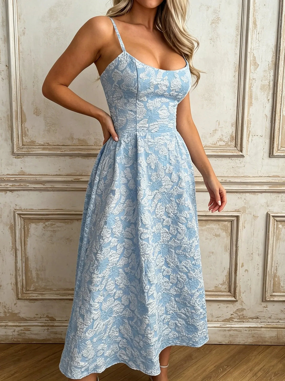 Jacquard Backless Long Dress