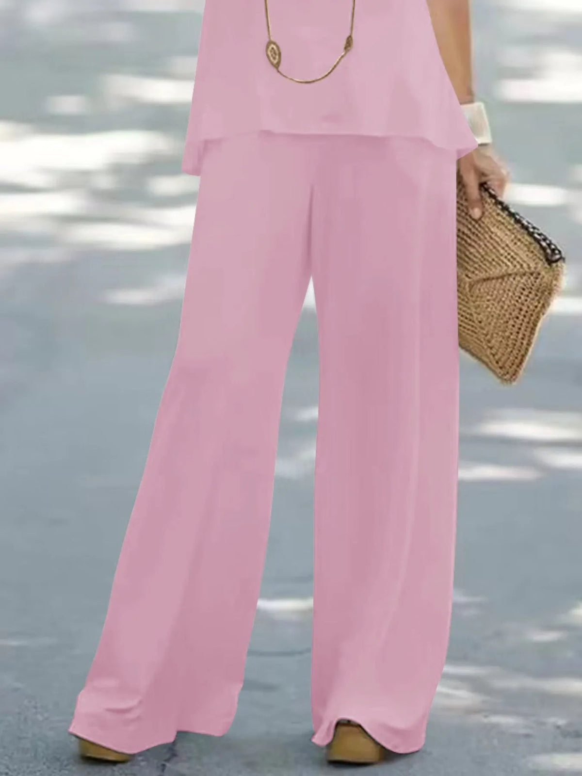 Outfit Set Loose Fit Wide Leg Pant Strechy sleeveless