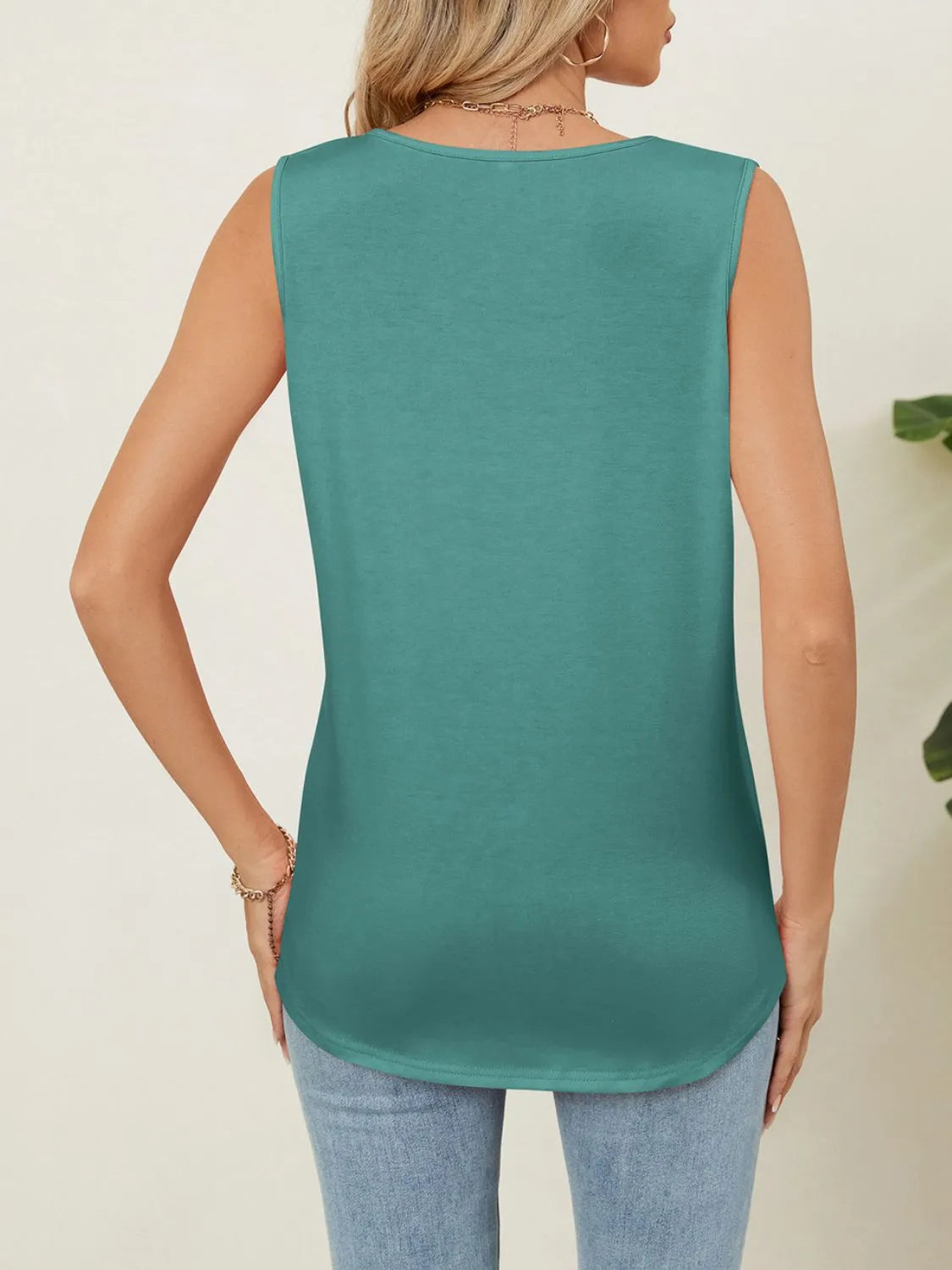 Tank Top Basic Casual Comfort Boho Chic Pleated Stretch