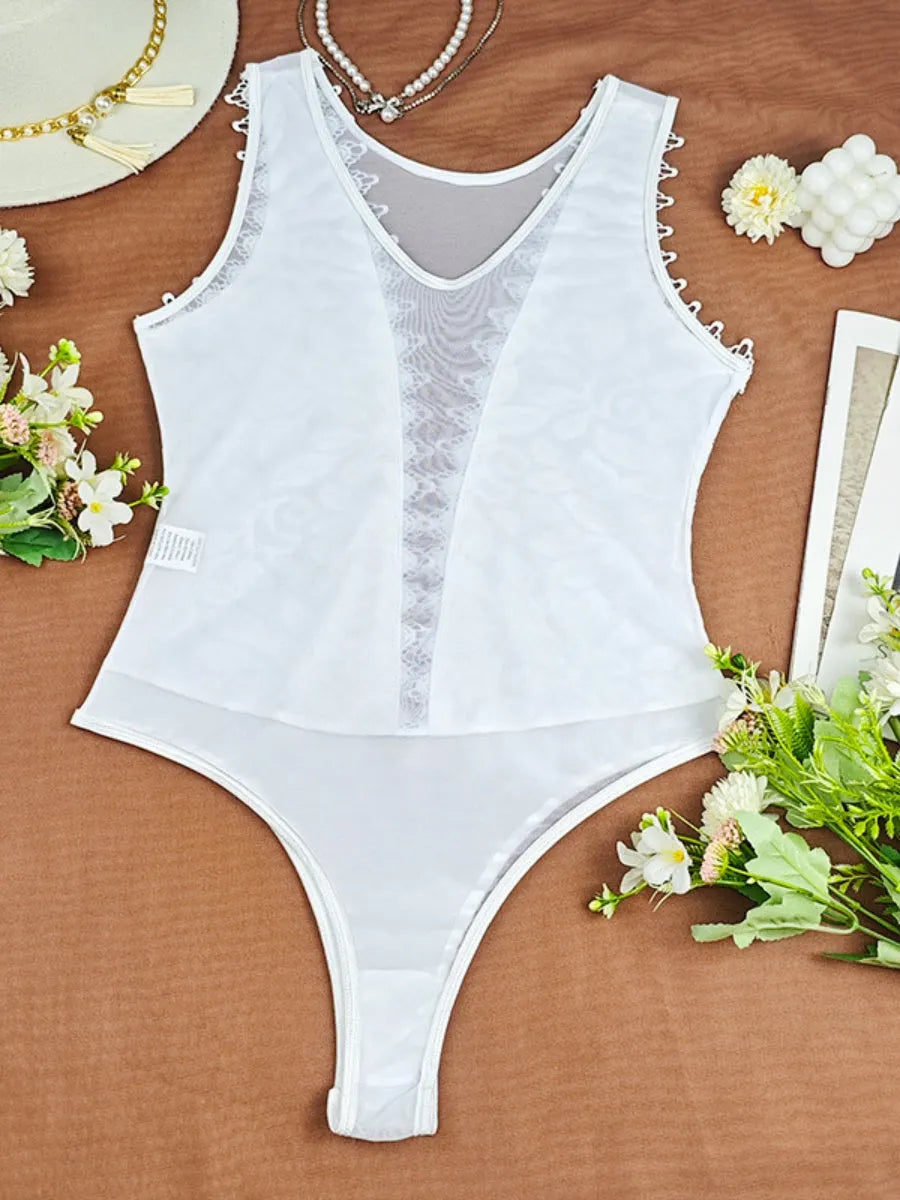 Lace Trim Hollow Bodysuits