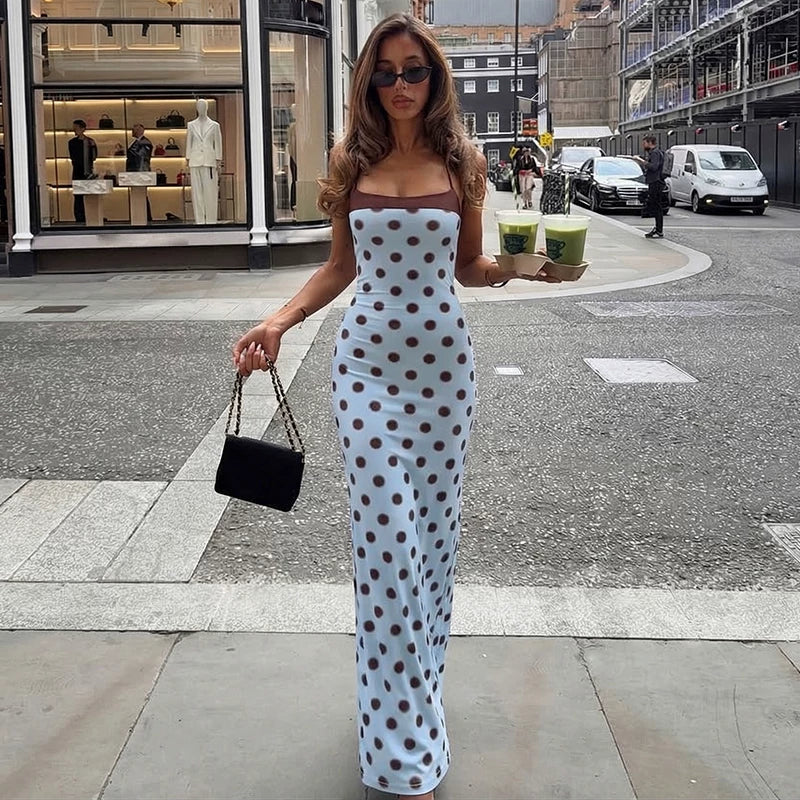Rosalie Polka Dot Halter Maxi Dress