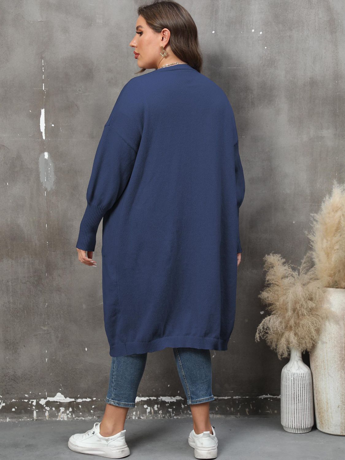 Duster Cardigan Sweater Ribbed Knitwear Open Front