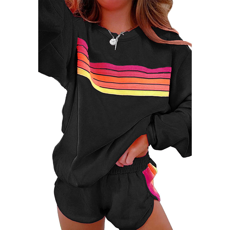 Fall Loose Slim Fit Casual Two Piece Sets Women Trend Color Matching Long Sleeve Women