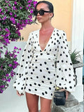 Polka Dot Bell Sleeve Mini Dress
