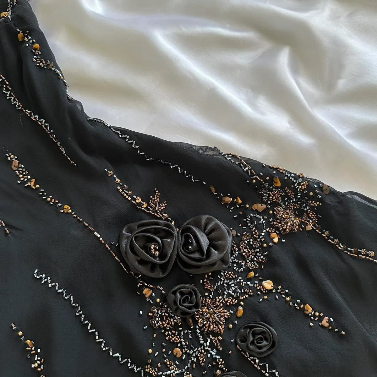 🥀✨Black Shiny Beautiful Vintage Gorgeous Fashion Elegant Exquisite Black Rose Gold Beading Midi/Short Chiffon Homecoming Dress Prom Dress Evening Dress Birthday Party Dress Ball Gown