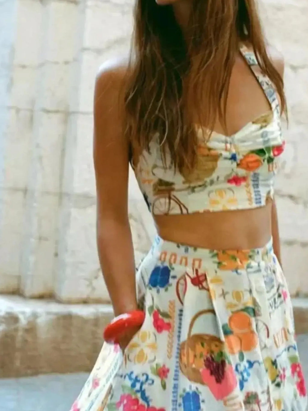 Two-Piece Outfit Set Summer Casual Cami Top & Maxi Skirt