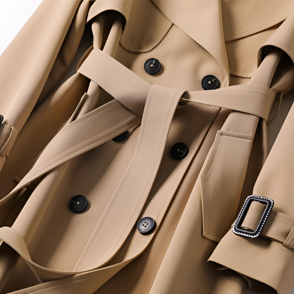 Women's Waterproof Long Trench Coat with Belt