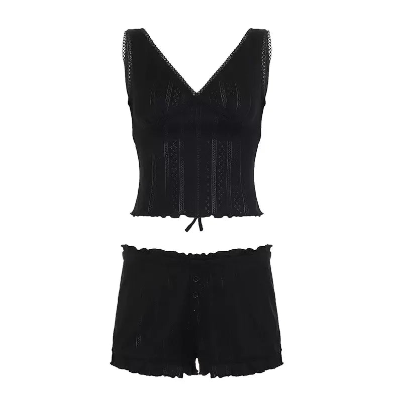 Nariah Lace Trim Shorts Set