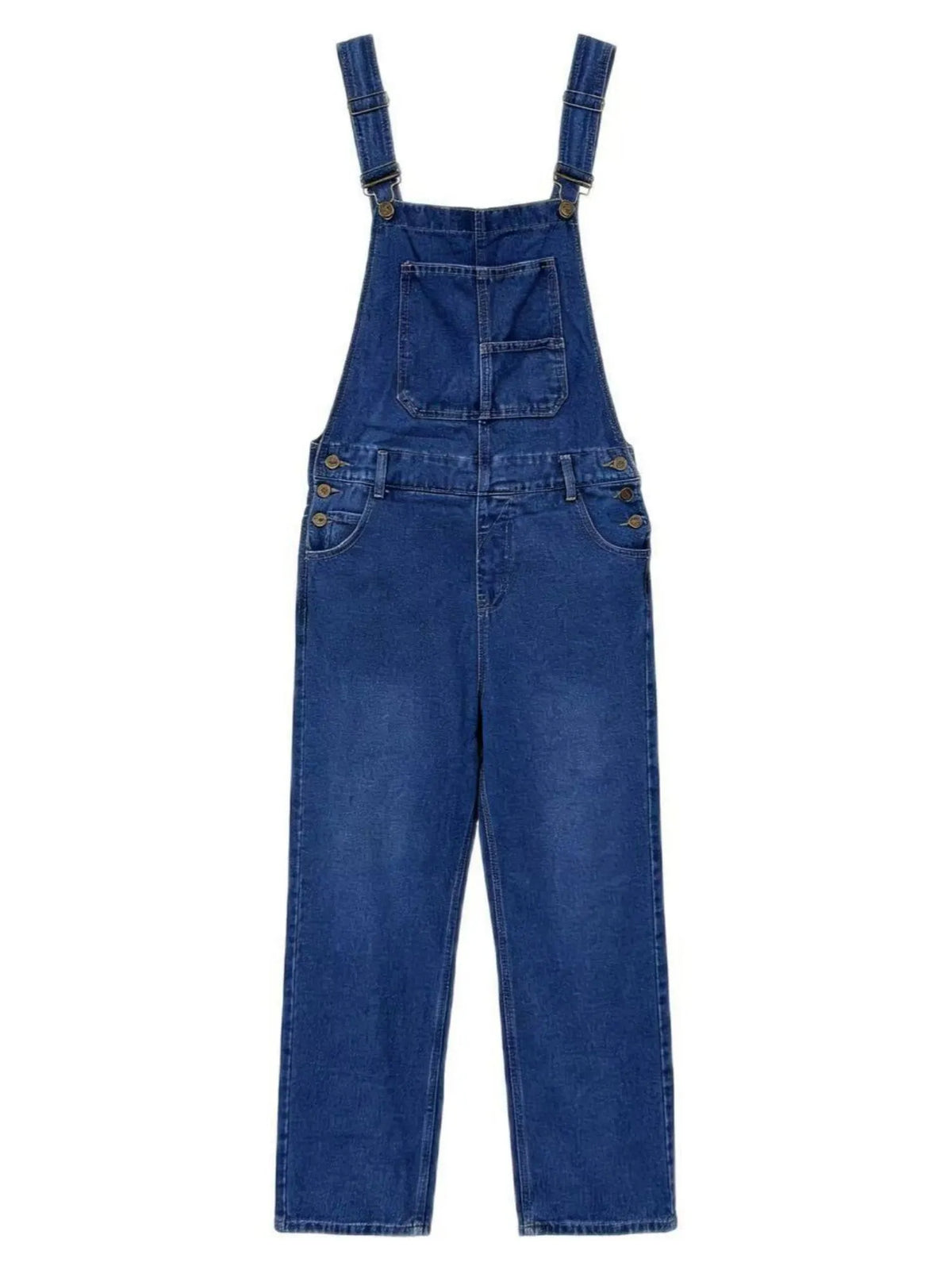 Washed Pocket Denim Overalls