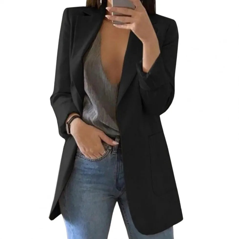 Long Women's Blazer with Classic Lapels