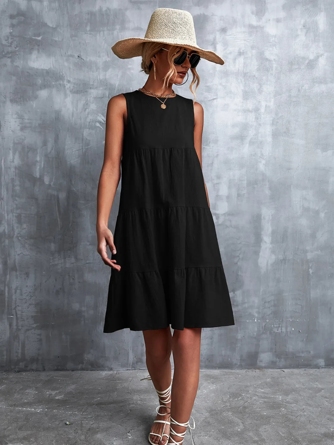 Shift Mini Dress Sleeveless Casual Flowy Chic Boho