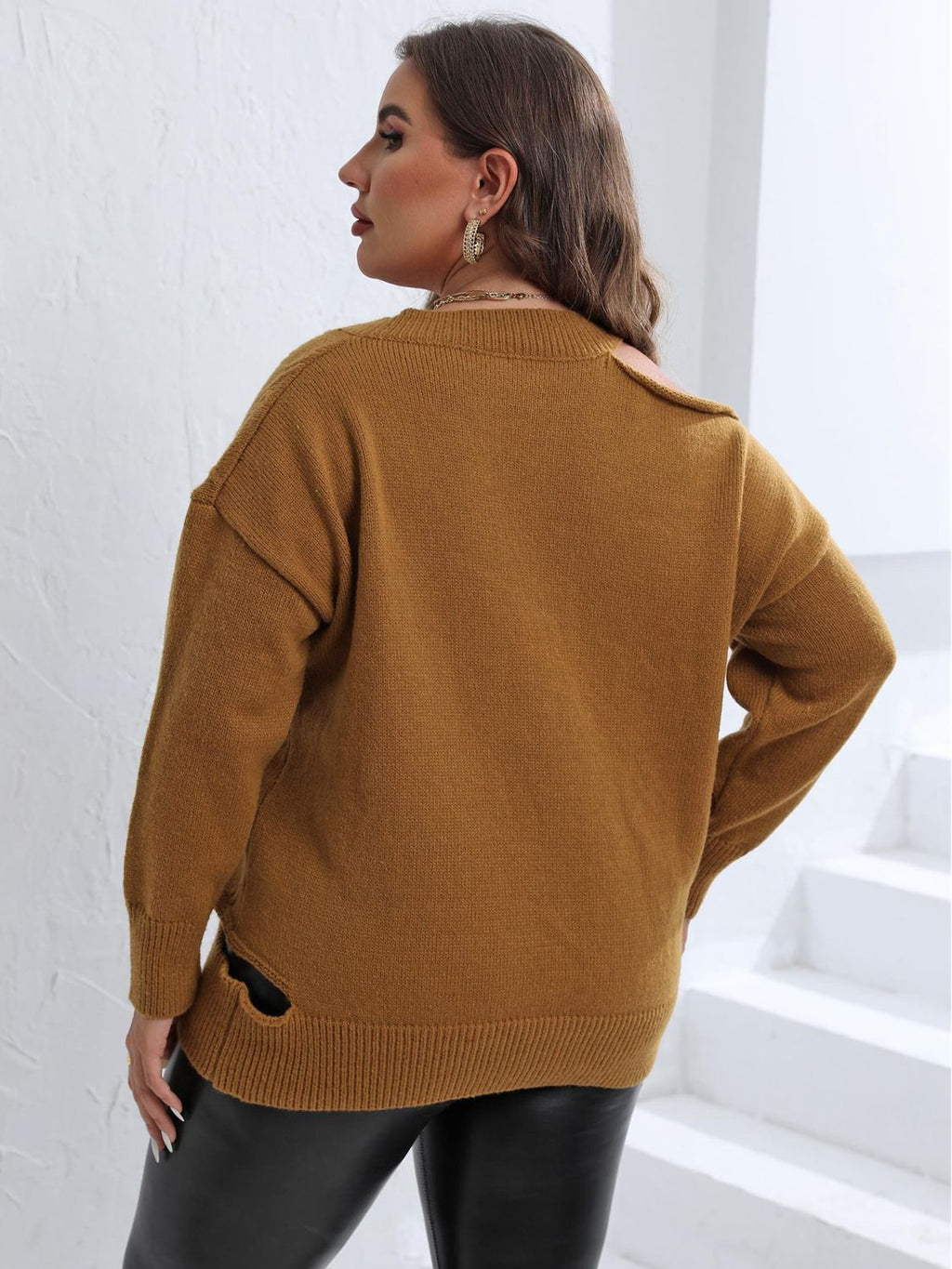 Cutout Sweater Chic Slightly Stretchy Trendy Casual