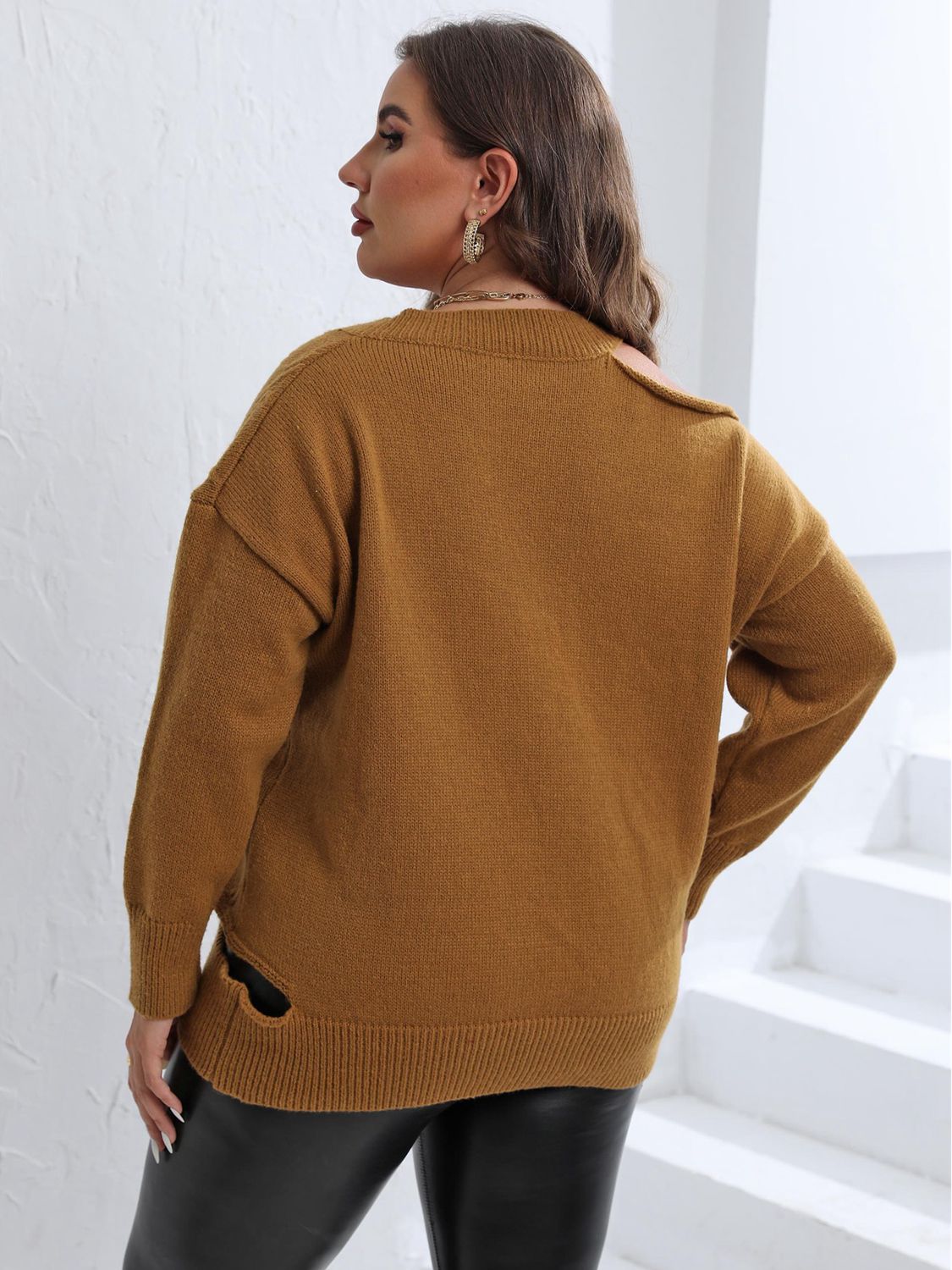 Cutout Sweater Chic Slightly Stretchy Trendy Casual