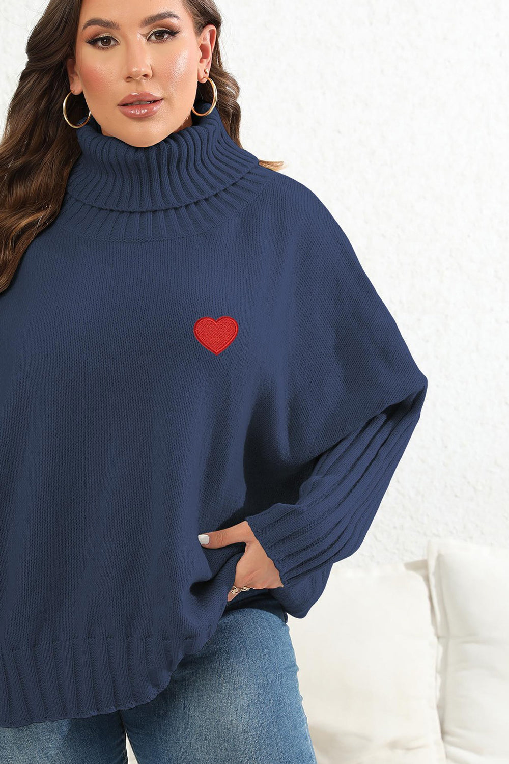 Sweater Cozy Turtleneck Dolman Sleeve Oversized Knit