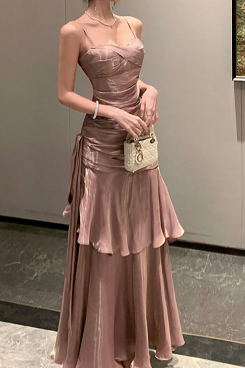 Chiffon Spaghetti Strap Maxi Dress