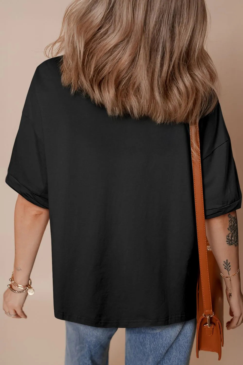 T-Shirt Oversized Top Everyday Casual Hi Low Hem Boho